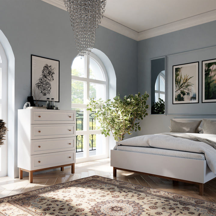 Wensley 4 Drawer Chest in Light Grey and Oak - TidySpaces