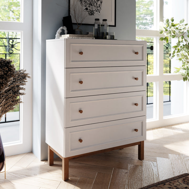 Wensley 4 Drawer Chest in Light Grey and Oak - TidySpaces