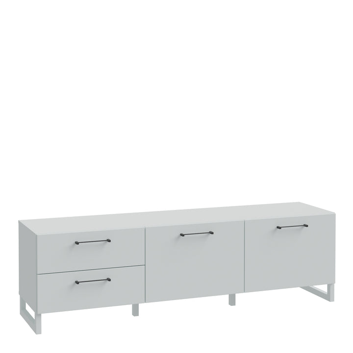 Sali 2 Door 2 Drawer TV Unit in Light Grey - TidySpaces
