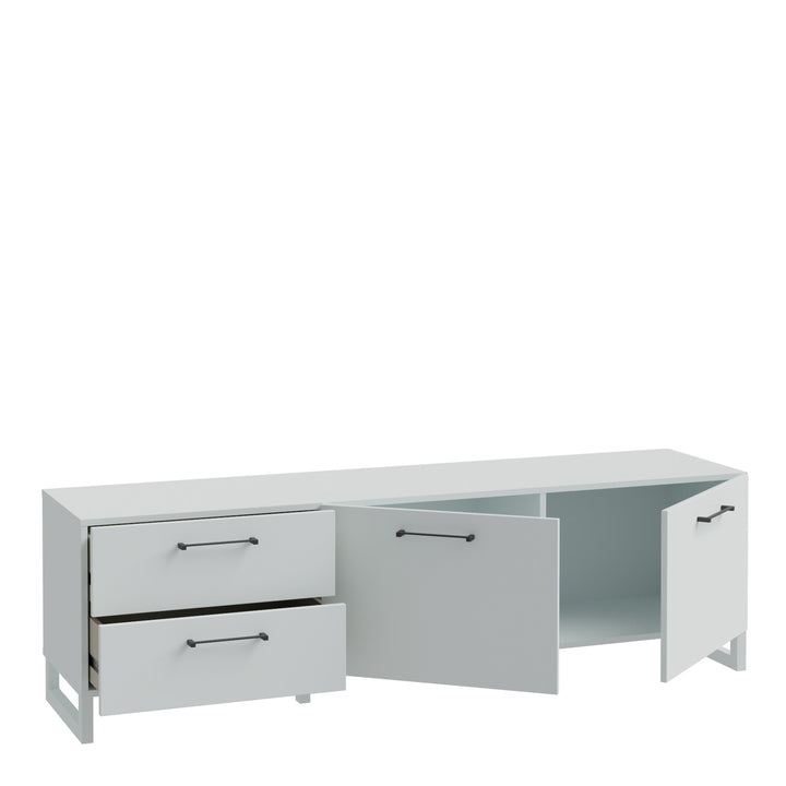 Sali 2 Door 2 Drawer TV Unit in Light Grey - TidySpaces