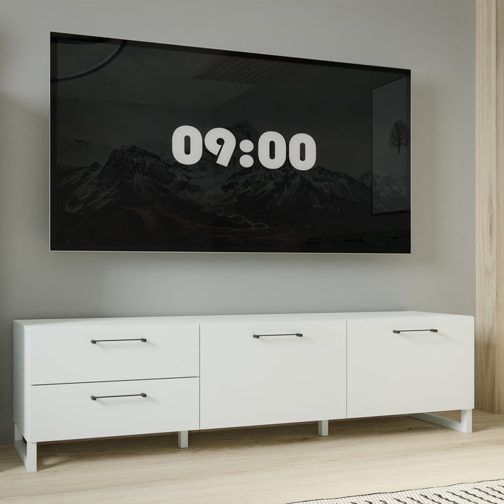 Sali 2 Door 2 Drawer TV Unit in Light Grey - TidySpaces