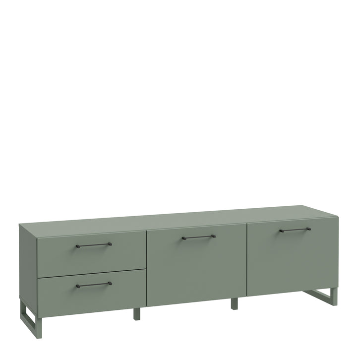 Sali 2 Door 2 Drawer TV Unit in Sage Green - TidySpaces