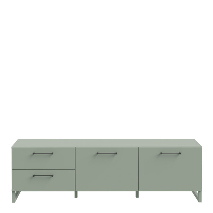 Sali 2 Door 2 Drawer TV Unit in Sage Green - TidySpaces