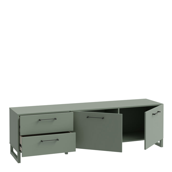 Sali 2 Door 2 Drawer TV Unit in Sage Green - TidySpaces