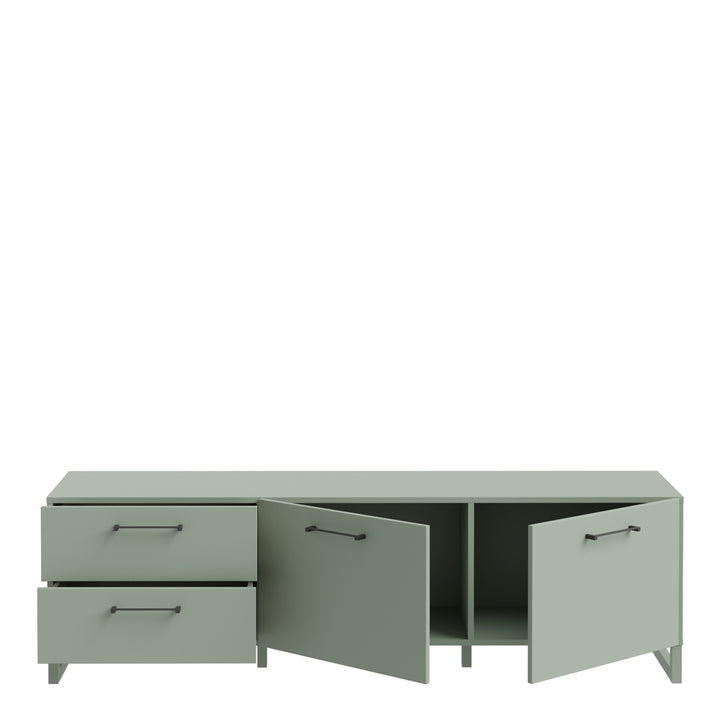 Sali 2 Door 2 Drawer TV Unit in Sage Green - TidySpaces