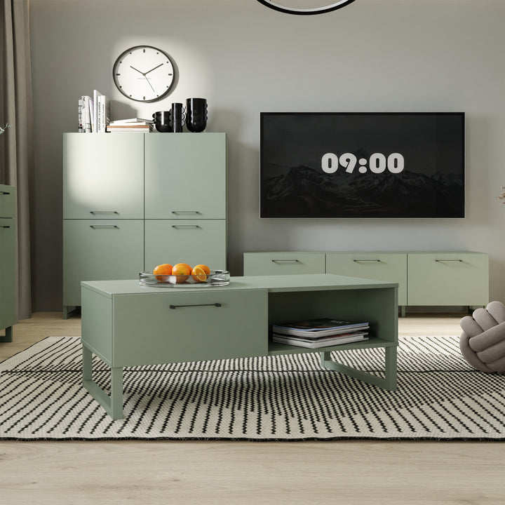 Sali 2 Door 2 Drawer TV Unit in Sage Green - TidySpaces