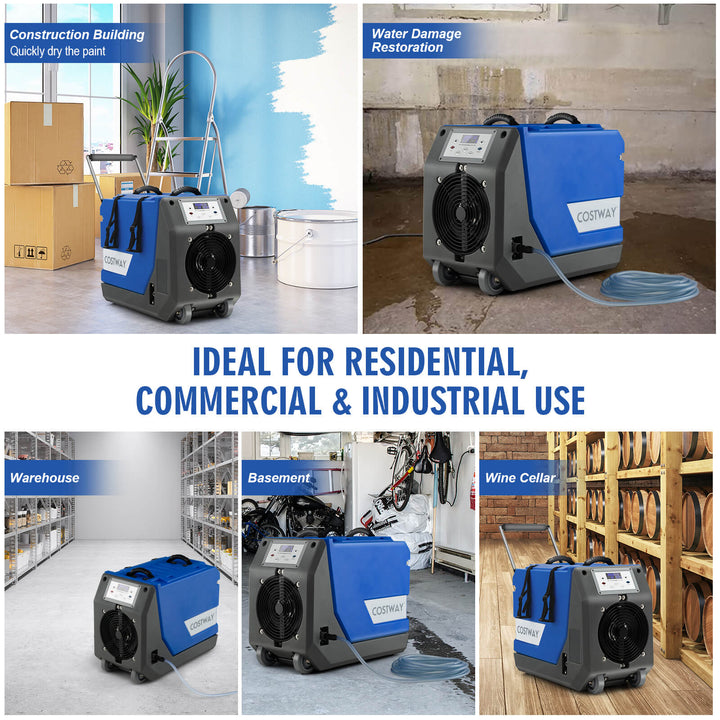 85L/Day Commercial Dehumidifier with Pump and 24H Timer-Blue - TidySpaces