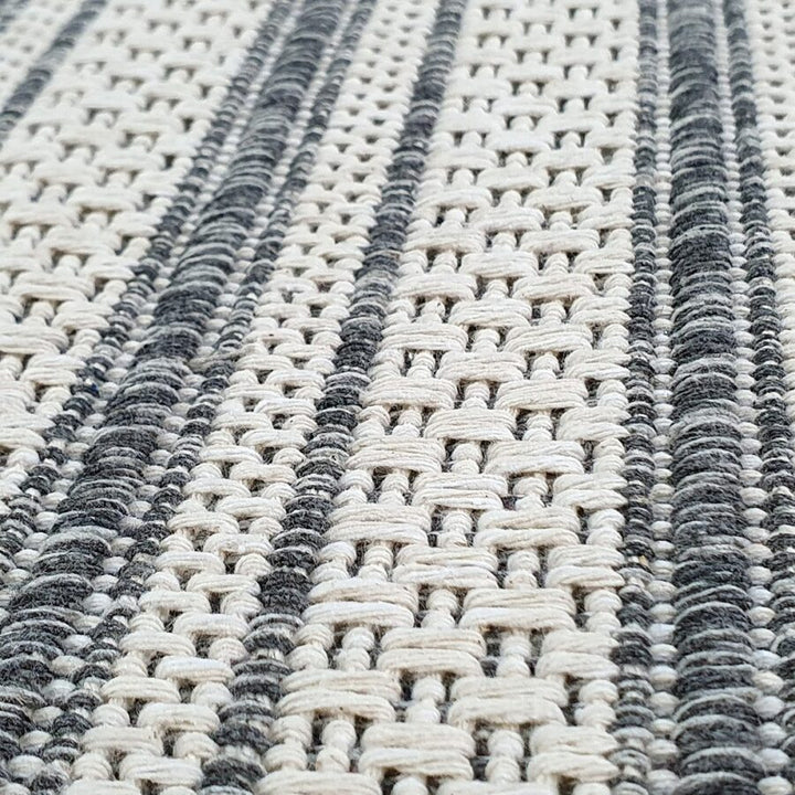 Cotton Rug Grey Cream Striped - TidySpaces
