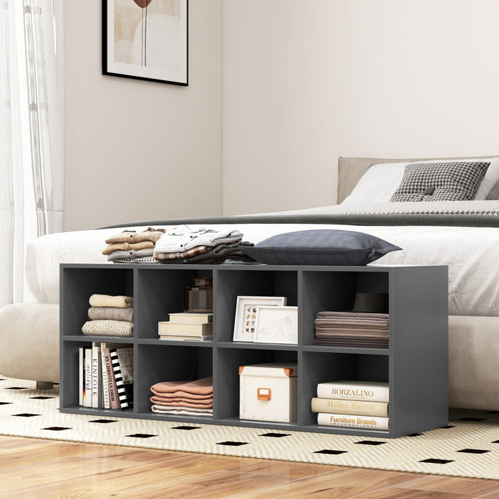 8 Grid Shoe Bench 2 in 1 Shoe Organizer with 8 Storage Cubbies