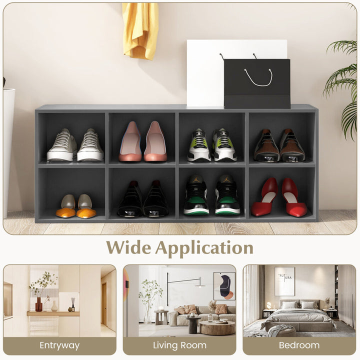 8 Grid Shoe Bench 2 in 1 Shoe Organizer with 8 Storage Cubbies