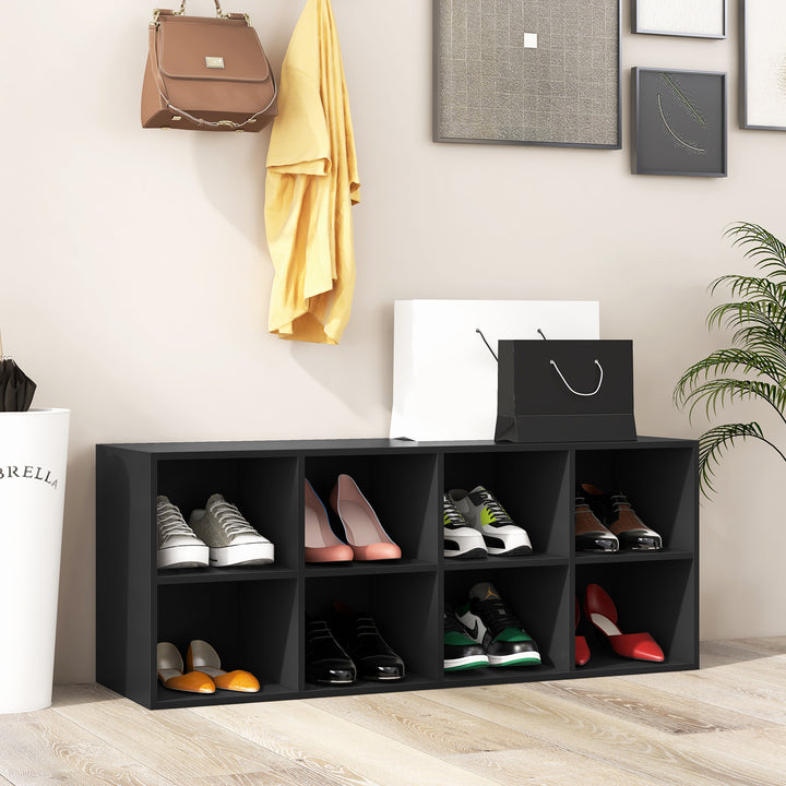 8 Grid Shoe Bench 2 in 1 Shoe Organizer with 8 Storage Cubbies - TidySpaces