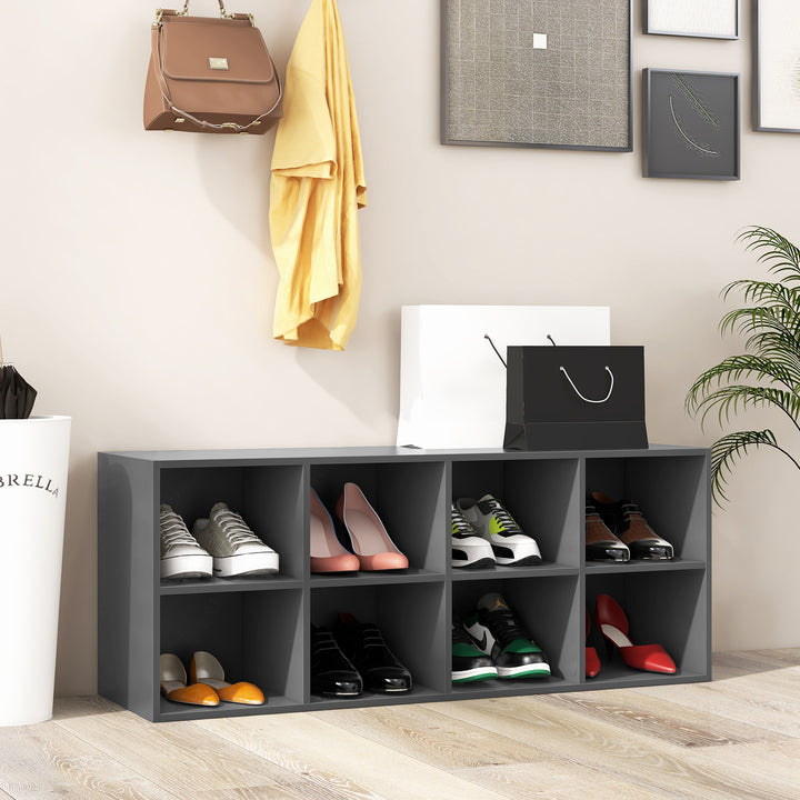 8 Grid Shoe Bench 2 in 1 Shoe Organizer with 8 Storage Cubbies - TidySpaces