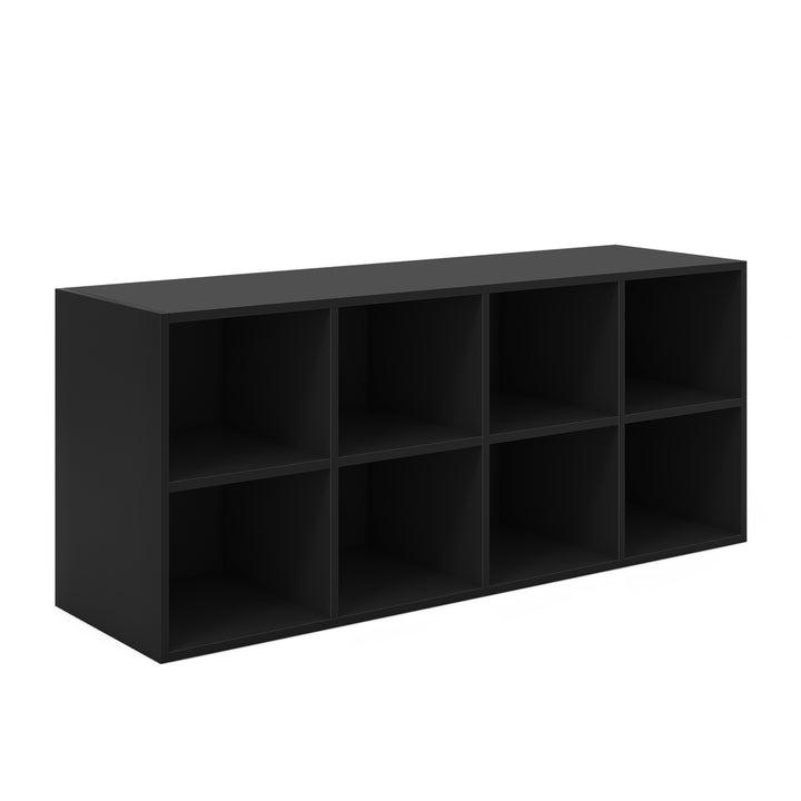 8 Grid Shoe Bench 2 in 1 Shoe Organizer with 8 Storage Cubbies Black - TidySpaces