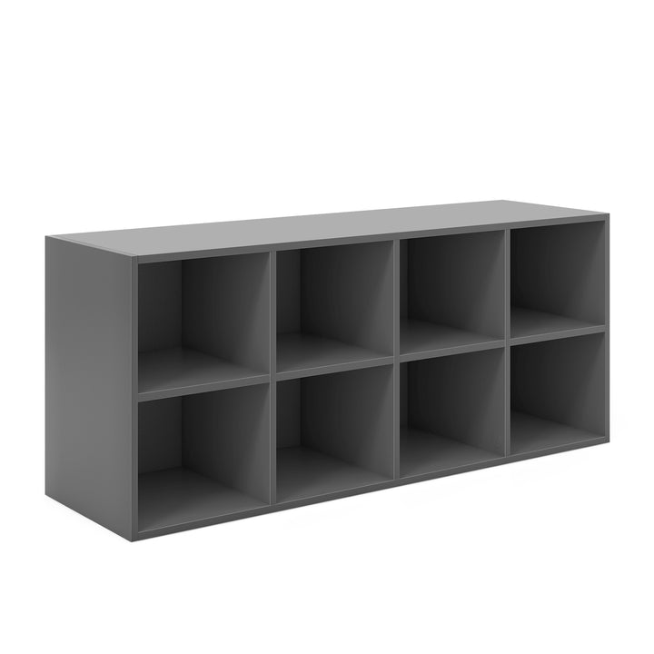 8 Grid Shoe Bench 2 in 1 Shoe Organizer with 8 Storage Cubbies Grey - TidySpaces
