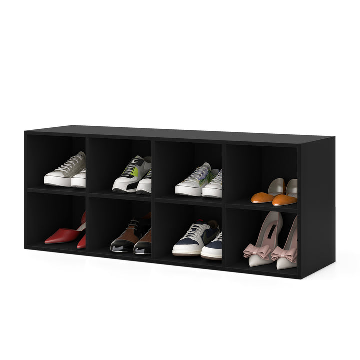 8 Grid Shoe Bench 2 in 1 Shoe Organizer with 8 Storage Cubbies - TidySpaces