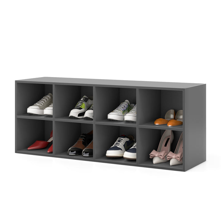 8 Grid Shoe Bench 2 in 1 Shoe Organizer with 8 Storage Cubbies - TidySpaces