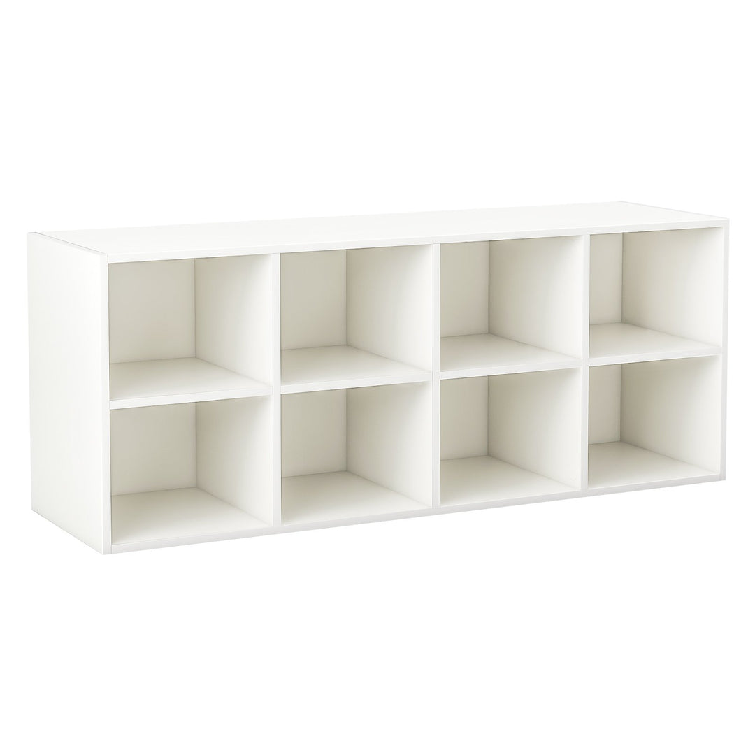 8 Grid Shoe Bench 2 in 1 Shoe Organizer with 8 Storage Cubbies-White - TidySpaces