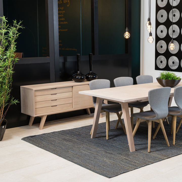 A-Line Sideboard with 4 Drawers and Sliding Door in White Oak - TidySpaces