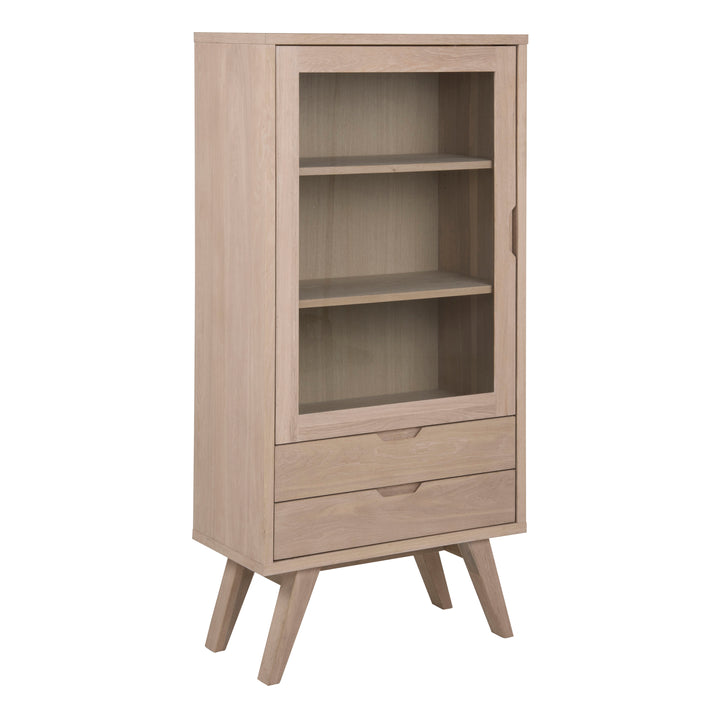 A-Line Display Cabinet with 2 Drawers and 2 Shelves in White Oak - TidySpaces