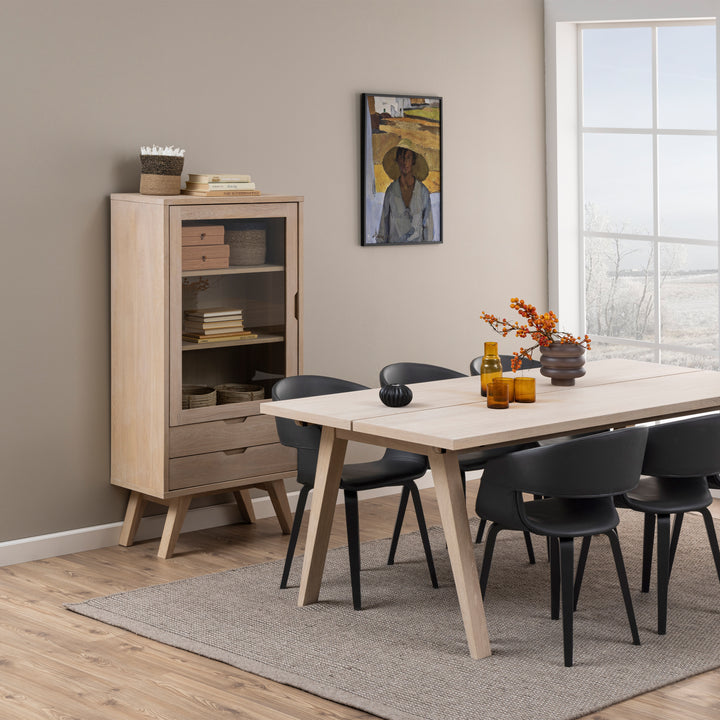 A-Line Display Cabinet with 2 Drawers and 2 Shelves in White Oak - TidySpaces