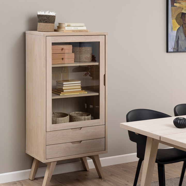 A-Line Display Cabinet with 2 Drawers and 2 Shelves in White Oak - TidySpaces