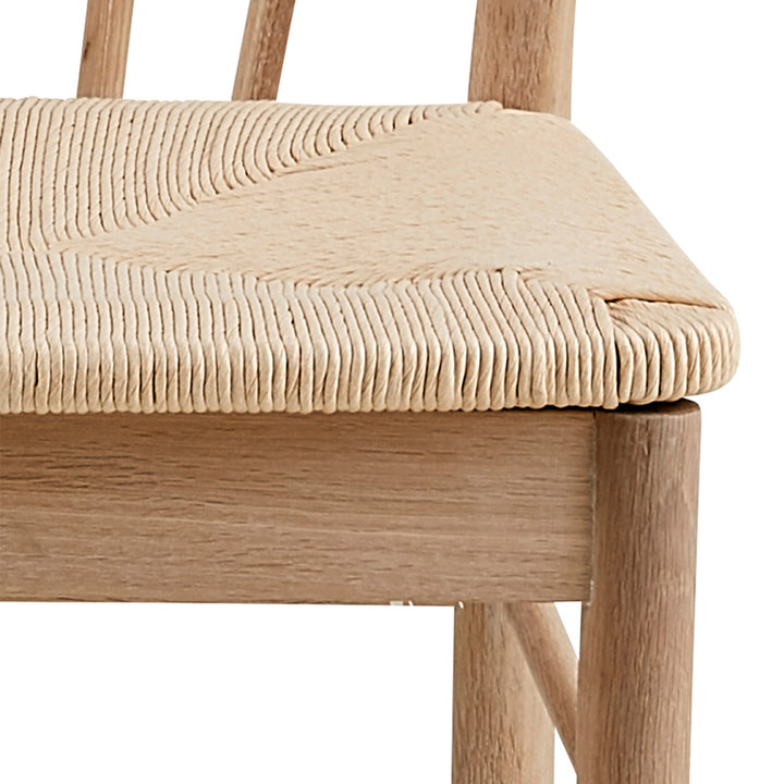 Cassandra Dining Chair with Armrest in White Oak Set of 2 - TidySpaces