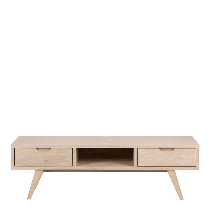 A-Line TV Unit with 2 Drawers in White Oak - TidySpaces