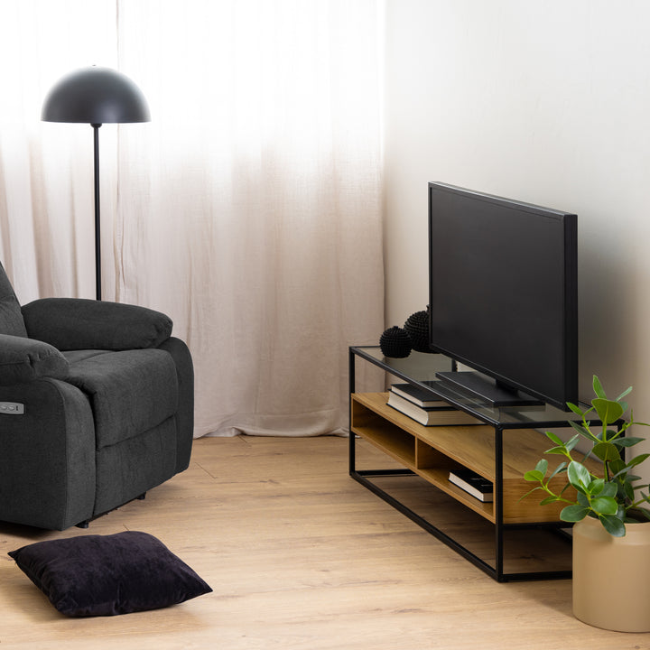 Randolf TV Unitin Black and Oak - TidySpaces