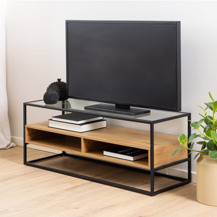 Randolf TV Unitin Black and Oak - TidySpaces