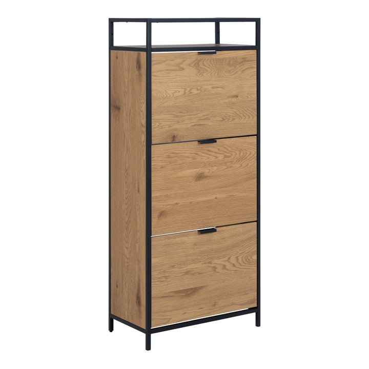 Seaford Shoe Cabinet in Black and Oak - TidySpaces