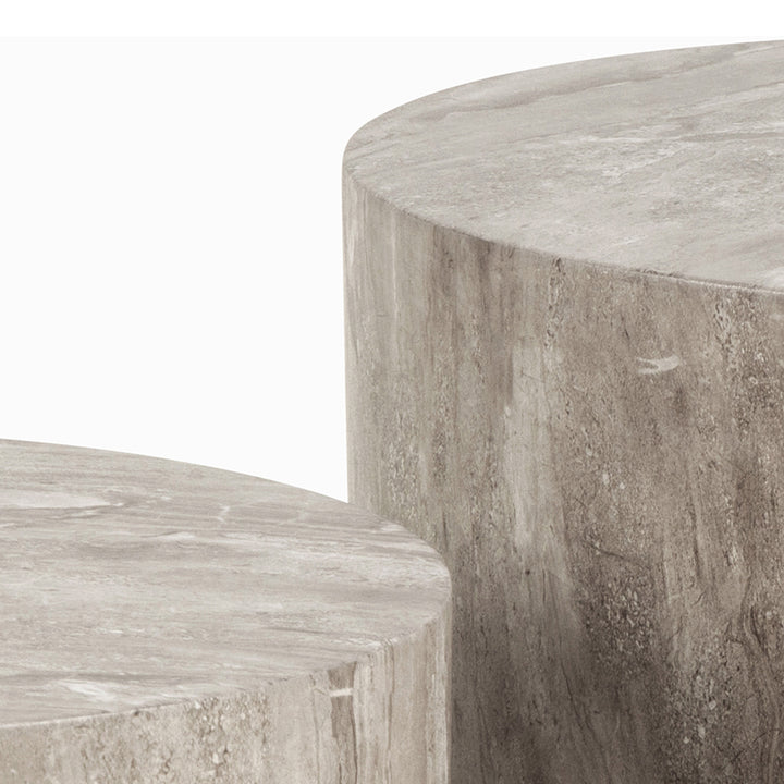 Dice Round Coffee Table Set with Grey Marble Effect - TidySpaces