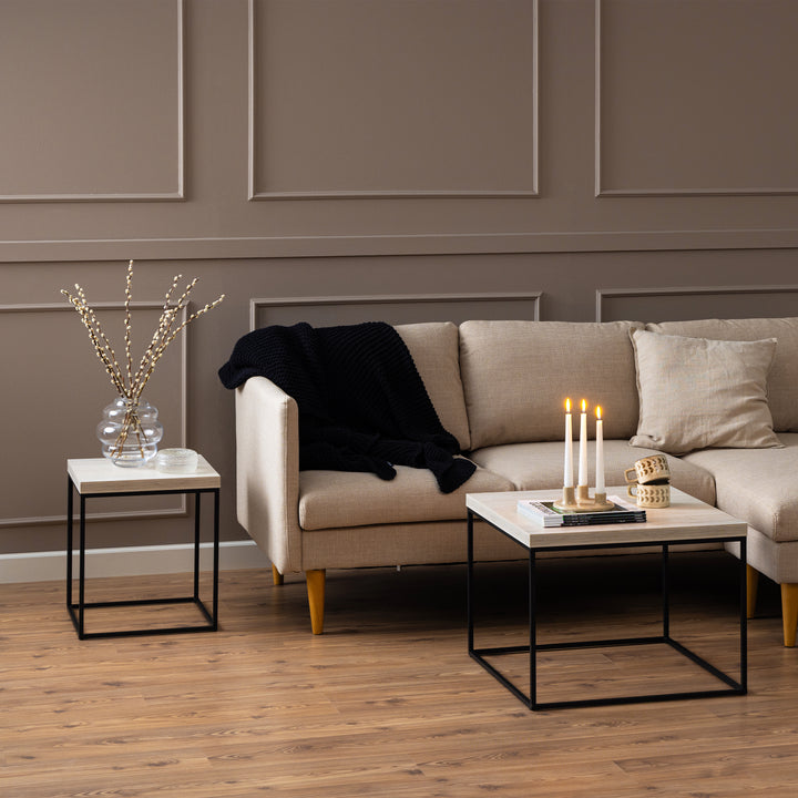 Barossa Coffee Table in Black and Light Oak 40cm - TidySpaces