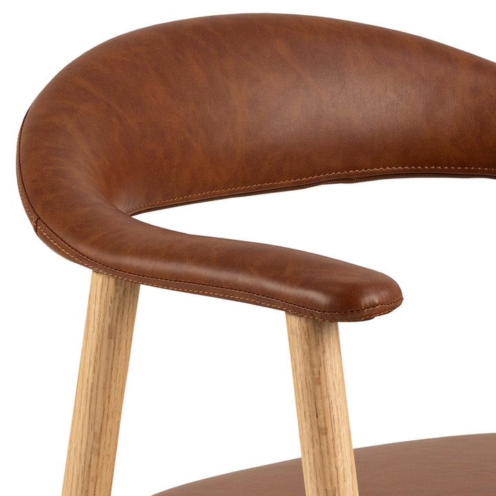 Addi Dining Chair With Armrest in PU Retro Brandy Set of 2