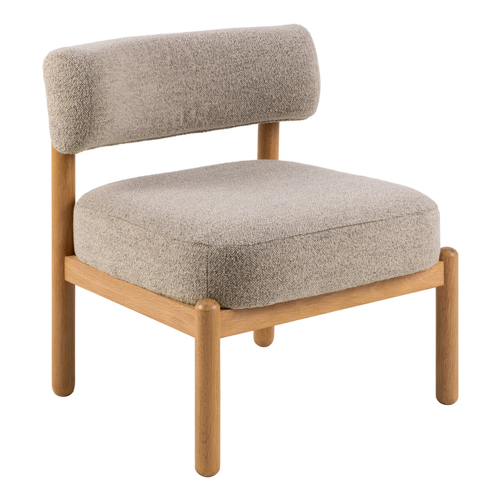 Burley Lounge Chair in Beige Fabric and Oak - TidySpaces