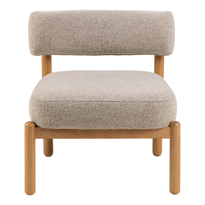 Burley Lounge Chair in Beige Fabric and Oak - TidySpaces
