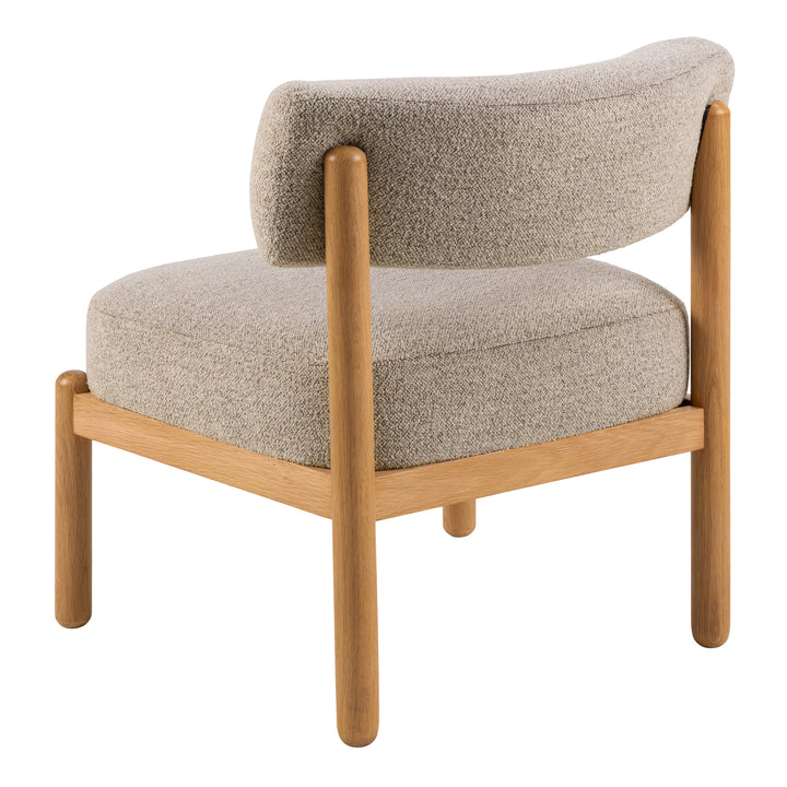 Burley Lounge Chair in Beige Fabric and Oak - TidySpaces