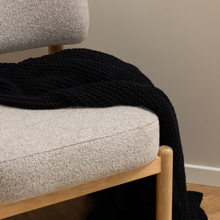 Burley Lounge Chair in Beige Fabric and Oak - TidySpaces
