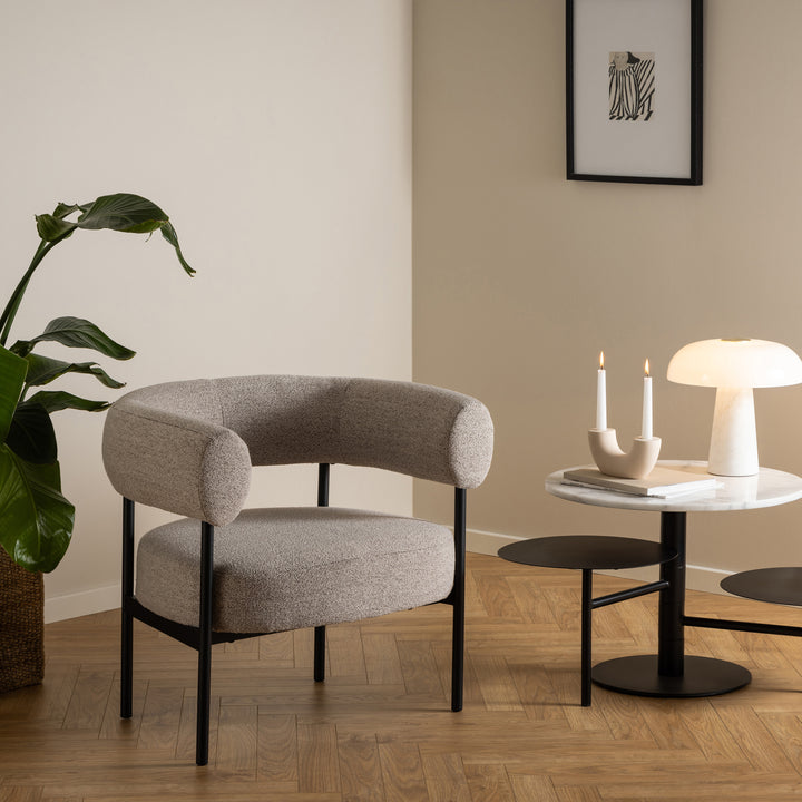 Oakfield lounge chair in Beige Fabic with Black Legs - TidySpaces