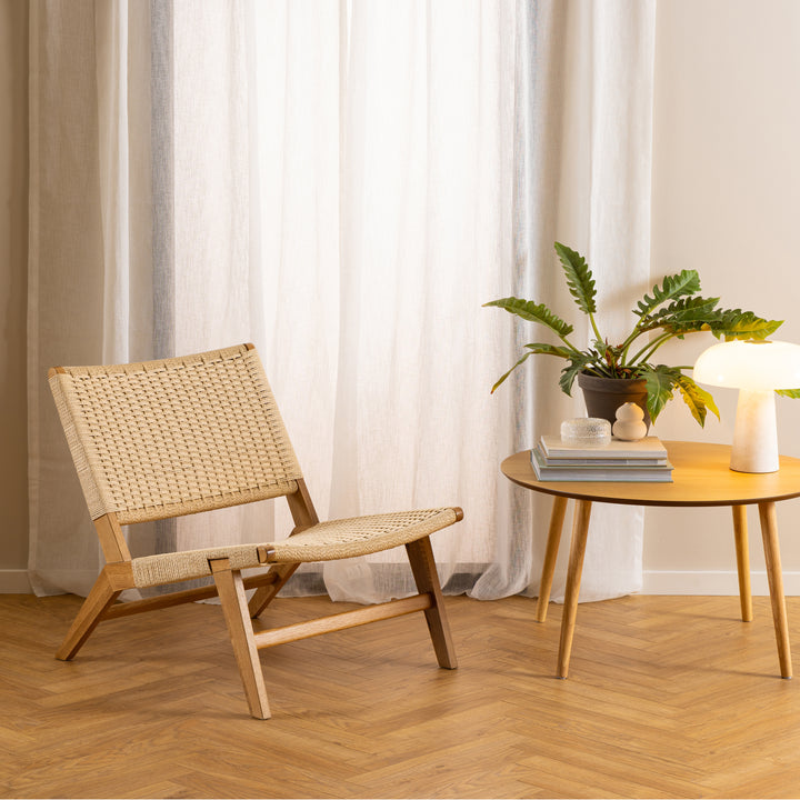 Carson Lounge Chair in Off White and Oak - TidySpaces