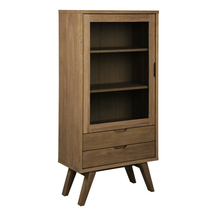A-Line Display Cabinet with 2 Drawers and 2 Shelves in Smoked Oak - TidySpaces