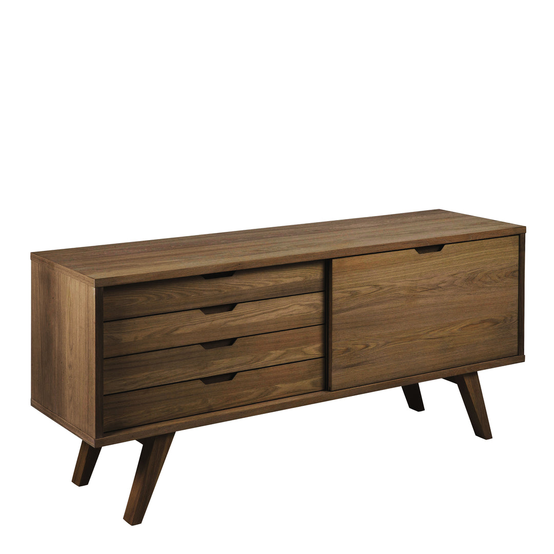 A-Line Sideboard with 4 Drawers and Sliding Door in Smoked Oak - TidySpaces