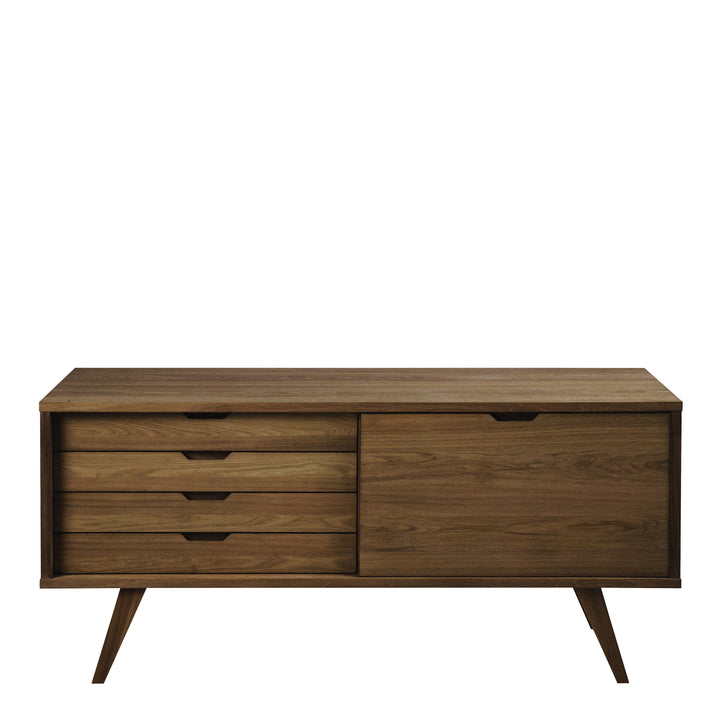 A-Line Sideboard with 4 Drawers and Sliding Door in Smoked Oak - TidySpaces