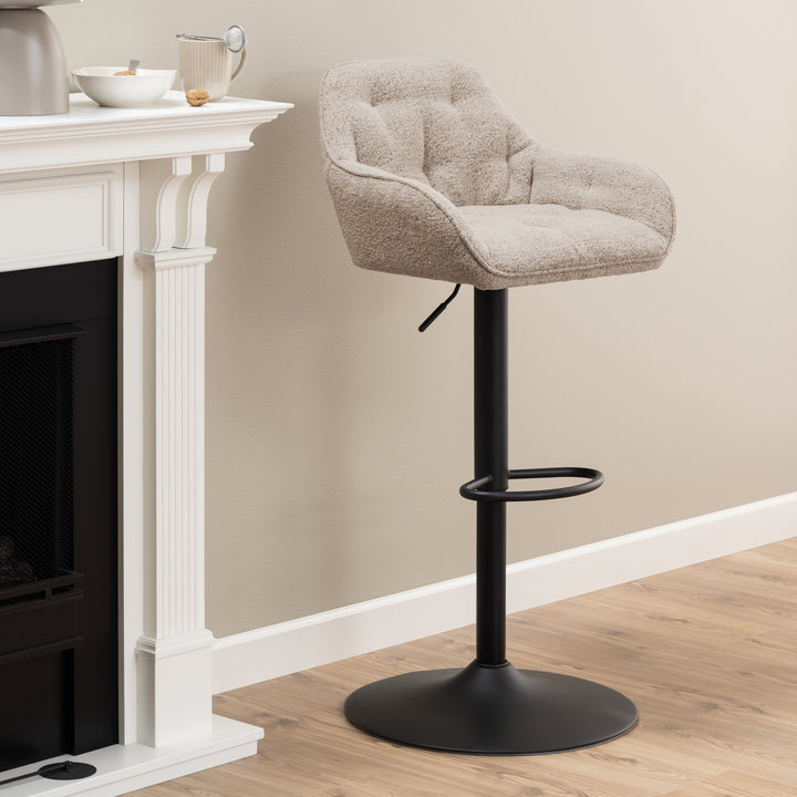 Brooke Swivel Bar Stool with Height Adjustable Function in Monza Beige. - TidySpaces