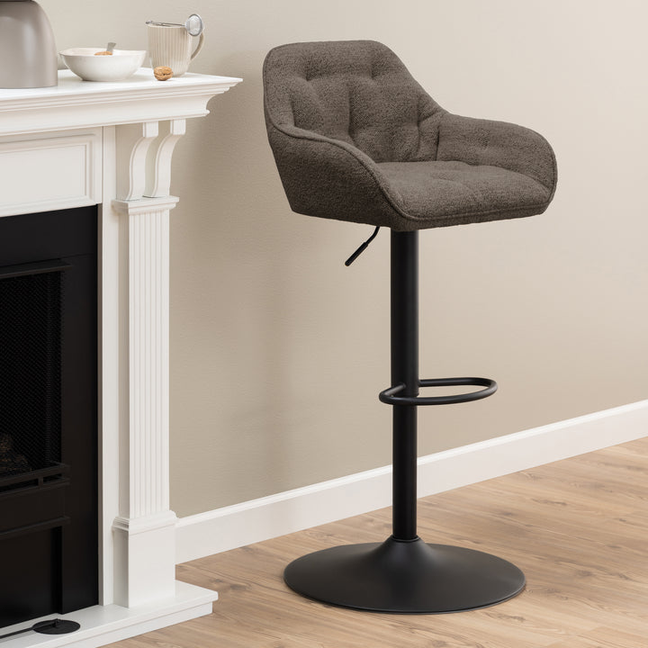 Brooke Swivel Bar Stool with Height Adjustable Function in Taupe. - TidySpaces
