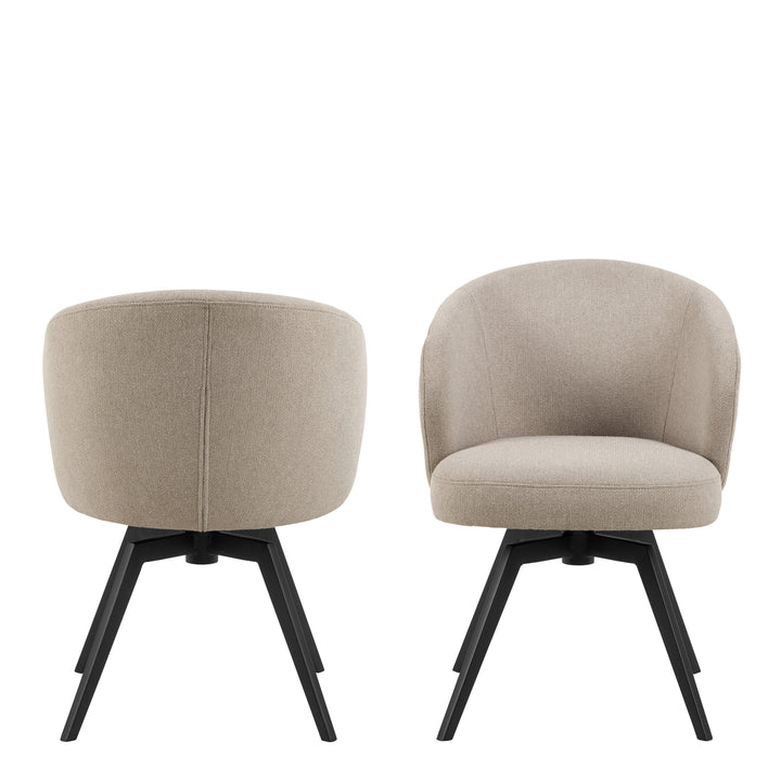 Darlene Dining Chair with Armrest and Swivel Function in Beige - TidySpaces