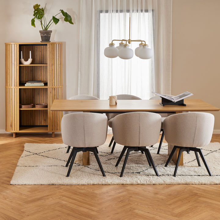 Darlene Dining Chair with Armrest and Swivel Function in Beige - TidySpaces