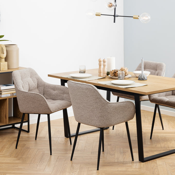 Brooke Dining Chair with Armrest in Monza Beige. - TidySpaces