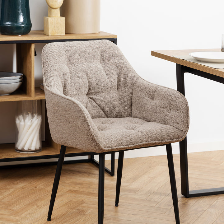Brooke Dining Chair with Armrest in Monza Beige. - TidySpaces