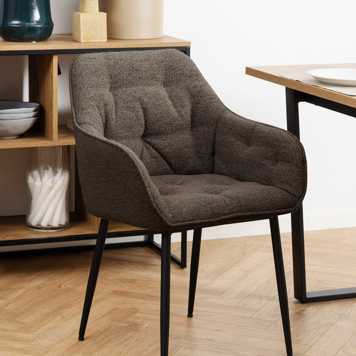 Brooke Dining Chair with Armrest in Taupe. - TidySpaces