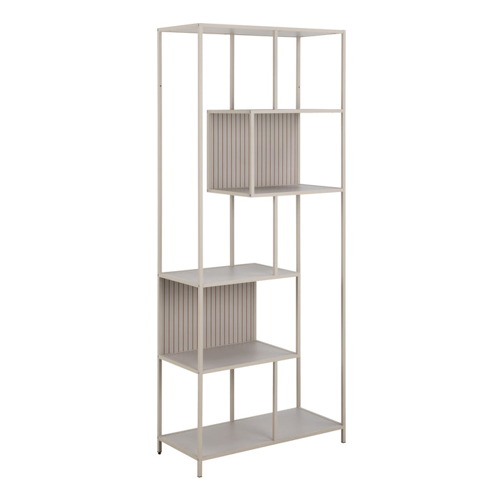 Seaford Tall Grey Metal Bookcase with 5 Shelves - TidySpaces
